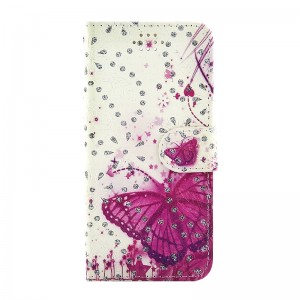 Θήκη Strass Pink Butterfly Flip Cover για Huawei Honor 6C/Nova Smart (Design)