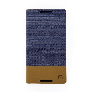 Θήκη Flip Cover Υφασμάτινη με δέρμα στο κάτω μέρος για Samsung Galaxy A3 2016 (Γαλάζιο)