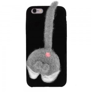 Θήκη MyMobi 4D Back Cover Fur Cat Tail για iPhone 6/6S  (Μαύρο)