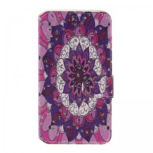 Θήκη Strass Pink Purple Flowers Flip Cover για Universal 3.8-4.3 (Design)