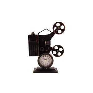  Επιτραπέζιο Ρετρό Ρολόι σε Σχήμα Κινηματογραφική Μηχανή  (Μαύρο - Χρυσό)