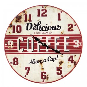Μεταλλικό Ρολόι Τοίχου Delicious Coffee (Άσπρο)