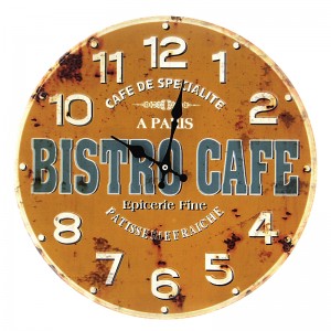Μεταλλικό Ρολόι Τοίχου Bistro Cafe (Κάμελ)