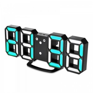 LED Επιτραπέζιο Ψηφιακό Ρολόι-Ξυπνητήρι με Γαλάζια Ένδειξη Ώρας (Μαύρο)