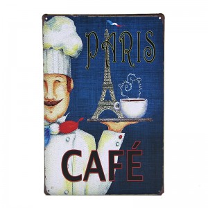 Μεταλλική Διακοσμητική Πινακίδα Τοίχου Paris Cafe 20X30 (Design)