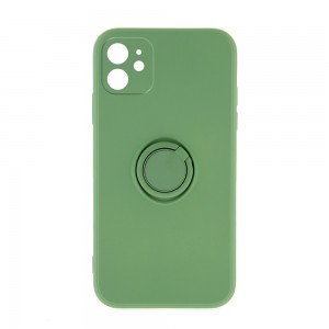 Θήκη Silicone Ring Back Cover με Προστασία Κάμερας για iPhone 12 (Matcha Green)