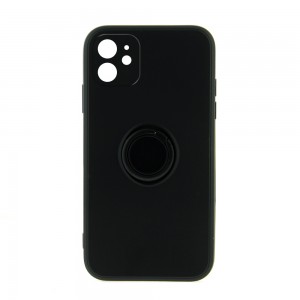 Θήκη Silicone Ring Back Cover με Προστασία Κάμερας για iPhone 12 (Μαύρο)