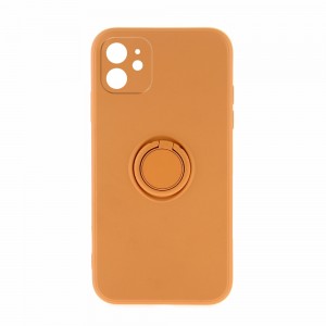 Θήκη Silicone Ring Back Cover με Προστασία Κάμερας για iPhone 12 (Πορτοκαλί)