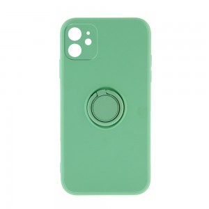 Θήκη Silicone Ring Back Cover με Προστασία Κάμερας για iPhone 12 (Βεραμάν)
