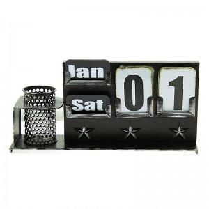 Επιτραπέζιο Μεταλλικό Διακοσμητικό Ημερολόγιο F33B (Μαύρο)