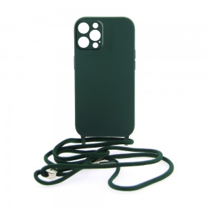 Θήκη Mat Back Cover με Κορδόνι & Προστασία Κάμερας για iPhone 14 Pro Max (Σκούρο Πράσινο) 