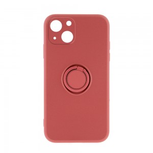 Θήκη Silicone Ring Back Cover με Προστασία Κάμερας για iPhone 14 Plus (Dark Pink)