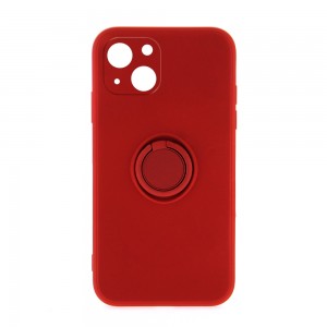 Θήκη Silicone Ring Back Cover με Προστασία Κάμερας για iPhone 13 (Κόκκινο)