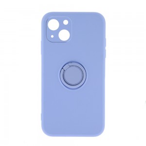 Θήκη Silicone Ring Back Cover με Προστασία Κάμερας για iPhone 14 (Λιλά)