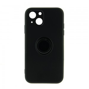Θήκη Silicone Ring Back Cover με Προστασία Κάμερας για iPhone 14 Plus (Μαύρο) 
