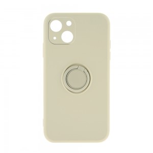 Θήκη Silicone Ring Back Cover με Προστασία Κάμερας για iPhone 14 (Off White)
