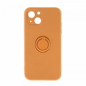 Θήκη Silicone Ring Back Cover με Προστασία Κάμερας για iPhone 14 Plus (Πορτοκαλί)