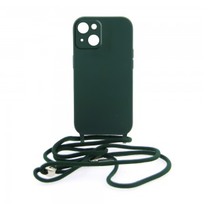 Θήκη Mat Back Cover με Κορδόνι & Προστασία Κάμερας για iPhone 14 (Σκούρο Πράσινο