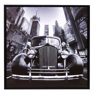 Διακοσμητικό Κάδρο 59x59 Black & White Car in New York (Design)