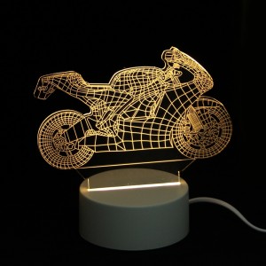 Επιτραπέζιο 3D Φωτιστικό LED σε Σχήμα Motorcycle (Άσπρο) 