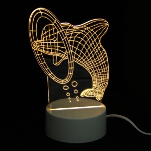 Επιτραπέζιο 3D Φωτιστικό LED σε Σχήμα Dolphin (Άσπρο) 