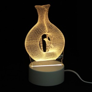 Επιτραπέζιο 3D Φωτιστικό LED σε Σχήμα Vase and Bird (Άσπρο) 