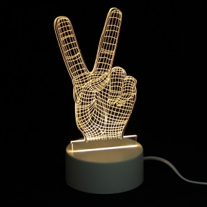 Επιτραπέζιο 3D Φωτιστικό LED σε Σχήμα V Sign (Άσπρο)