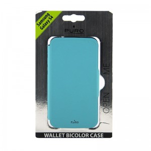Θήκη Puro Wallet Bicolor Case Flip Cover για Samsung Galaxy S4 (Γαλάζιο)