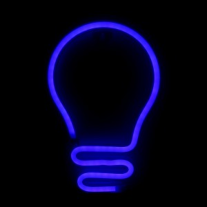 Επιτοίχιο Φωτιστικό Neon-LED σε Σχήμα Λάμπα (Μπλε)