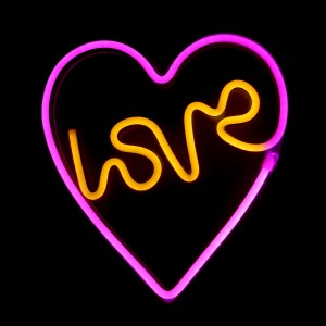 Επιτοίχιο Φωτιστικό Neon-LED σε Σχήμα Καρδιά Love (Λευκό - Ρόζ)