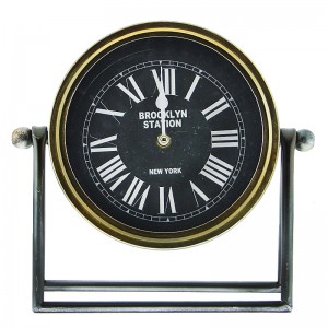 Μεταλλικό Επιτραπέζιο Διακοσμητικό Ρολόι Brooklyn New York (Μαύρο - Χρυσό)