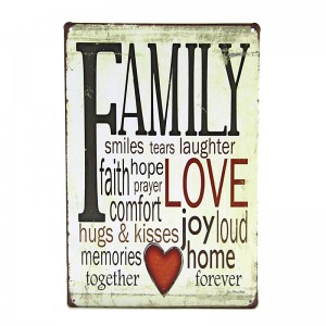 Μεταλλική Διακοσμητική Πινακίδα Τοίχου Family Love 20X30