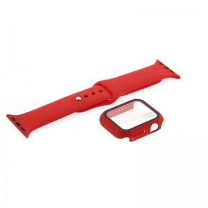 Θήκη Προστασίας με Tempered Glass & Λουράκι Σιλικόνης για Apple Watch 40mm (Κόκκινο)