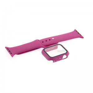 Θήκη Προστασίας με Tempered Glass & Λουράκι Σιλικόνης για Apple Watch 38mm  (Φούξ)