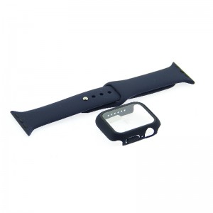 Θήκη Προστασίας με Tempered Glass & Λουράκι Σιλικόνης για Apple Watch 41mm (Midnight Blue) 
