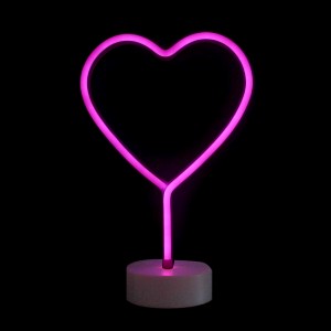 Επιτραπέζιο Φωτιστικό Neon-LED σε Σχήμα Καρδιά (Ροζ)