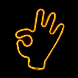 Επιτοίχιο Φωτιστικό Neon-LED σε Σχήμα Χέρι (Κίτρινο)
