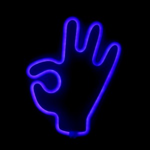 Επιτοίχιο Φωτιστικό Neon-LED σε Σχήμα Χέρι (Μπλε)