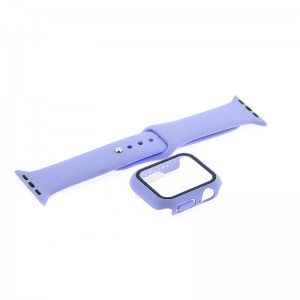 Θήκη Προστασίας με Tempered Glass & Λουράκι Σιλικόνης για Apple Watch 44mm  (Μωβ)