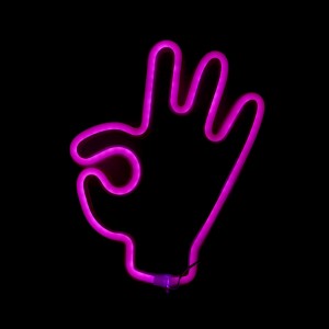 Επιτοίχιο Φωτιστικό Neon-LED σε Σχήμα Χέρι (Ροζ)