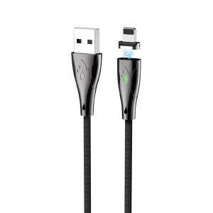 Καλώδιο σύνδεσης Hoco U75 Magnetic USB σε Lightning 3.0A 1.2m με Μαγνητικό Αποσπώμενο Βύσμα και LED Ένδειξη (Μαύρο)