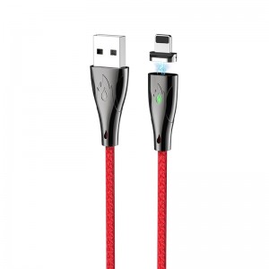 Καλώδιο σύνδεσης Hoco U75 Magnetic USB σε Lightning 3.0A 1.2m με Μαγνητικό Αποσπώμενο Βύσμα και LED Ένδειξη (Κόκκινο)