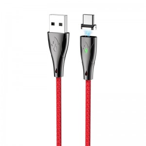 Καλώδιο σύνδεσης Hoco U75 Magnetic USB σε Type-C 3.0A 1.2m με Μαγνητικό Αποσπώμενο Βύσμα και LED Ένδειξη (Κόκκινο)