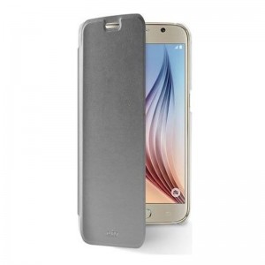 Θήκη Puro Booklet Crystal Flip Cover για Samsung Galaxy S6 (Ασημί
