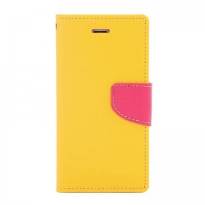 Θήκη MyMobi Fancy Book Flip Cover για Samsung Galaxy 9060  (Κίτρινο - Φουξ)