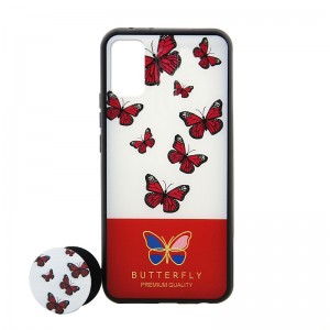 Θήκη με Popsocket Red Butterflies Back Cover για Samsung Galaxy A41 (Design)