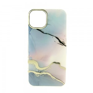 Θήκη Abstract Gold Marble Back Cover για iPhone 14 Plus (Coast Blue)