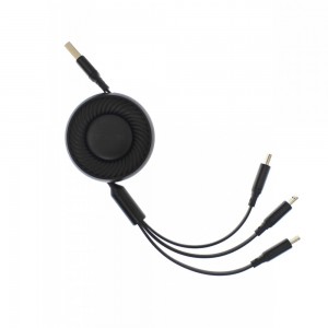 Τηλεσκοπικό Καλώδιο Awei CL-136 3 in 1 USB-A to Micro USB, Type-C, Lightning 2.4Α 1m (Μαύρο)