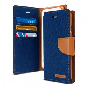Θήκη Goospery Canvas Diary Flip Cover για Samsung Note Edge  (Μπλε)