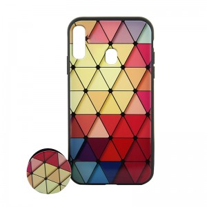 Θήκη με Popsocket Colorful Triangles Back Cover για Samsung Galaxy M20 (Design)